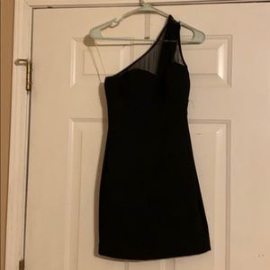 One shoulder black dress